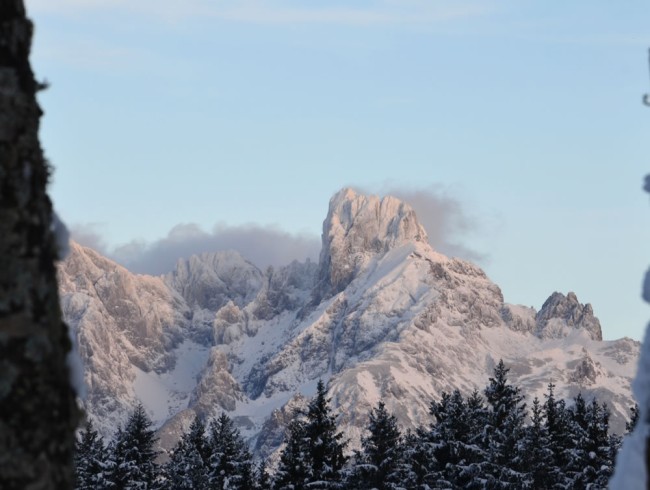 Blick auf die verschneite Bischofsmütze